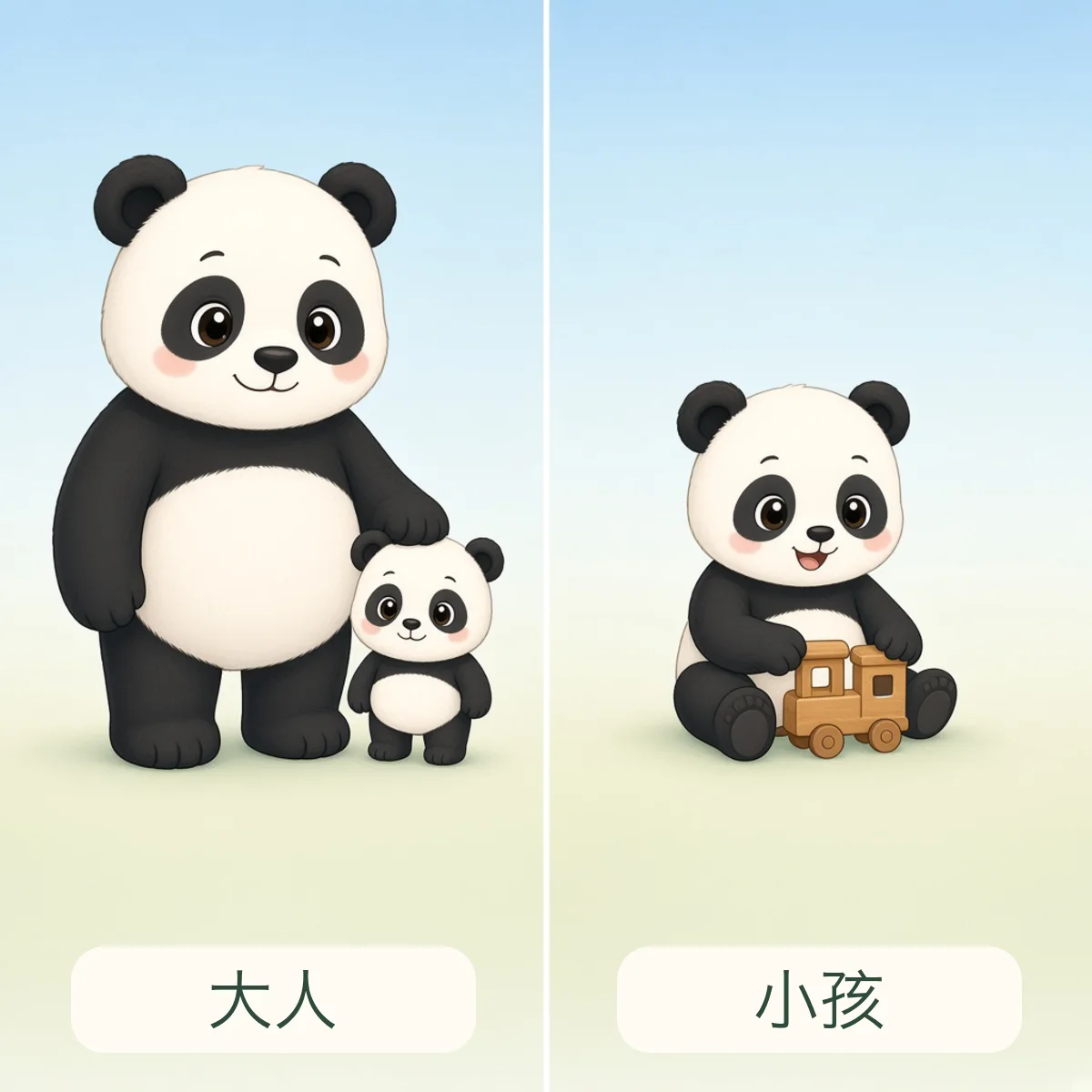 大人 adult，小孩 child