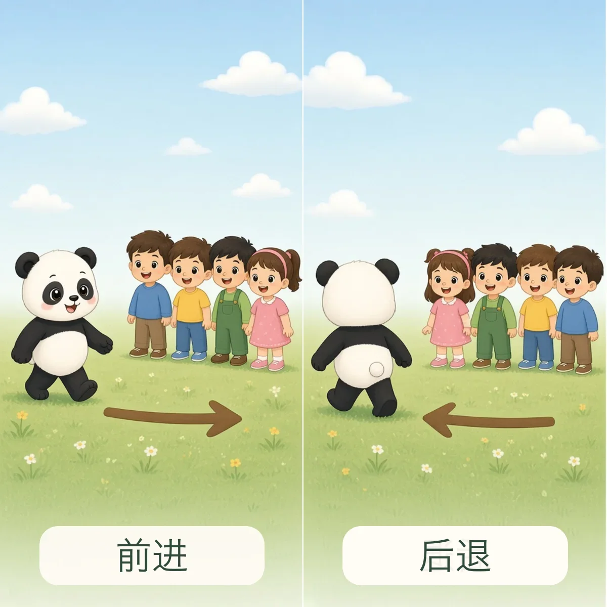 前进 advance，后退 retreat