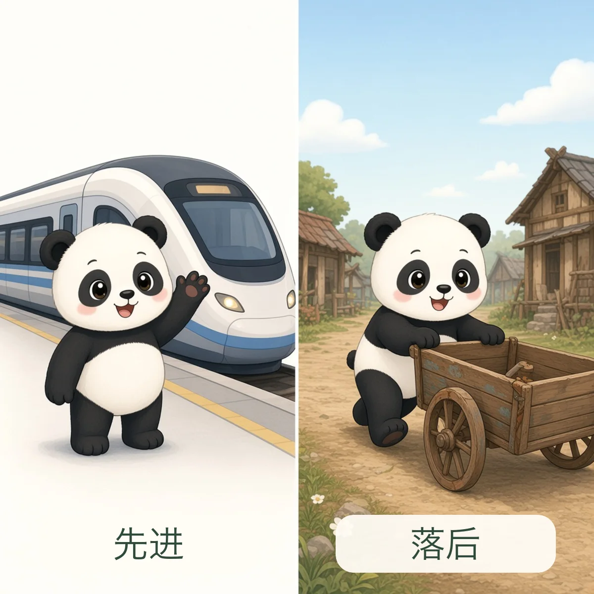 先进 advanced，落后 backward