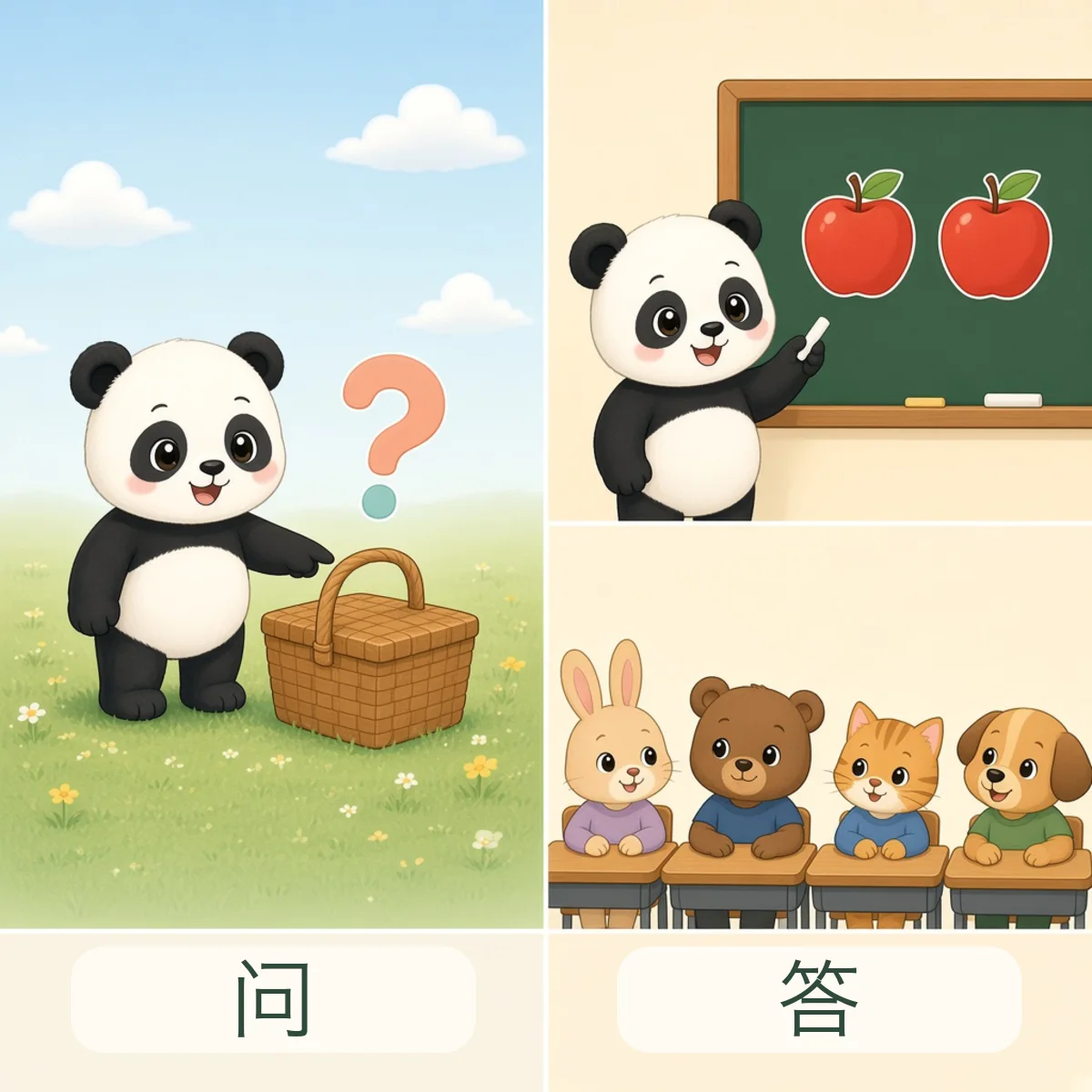 问 ask，答 answer