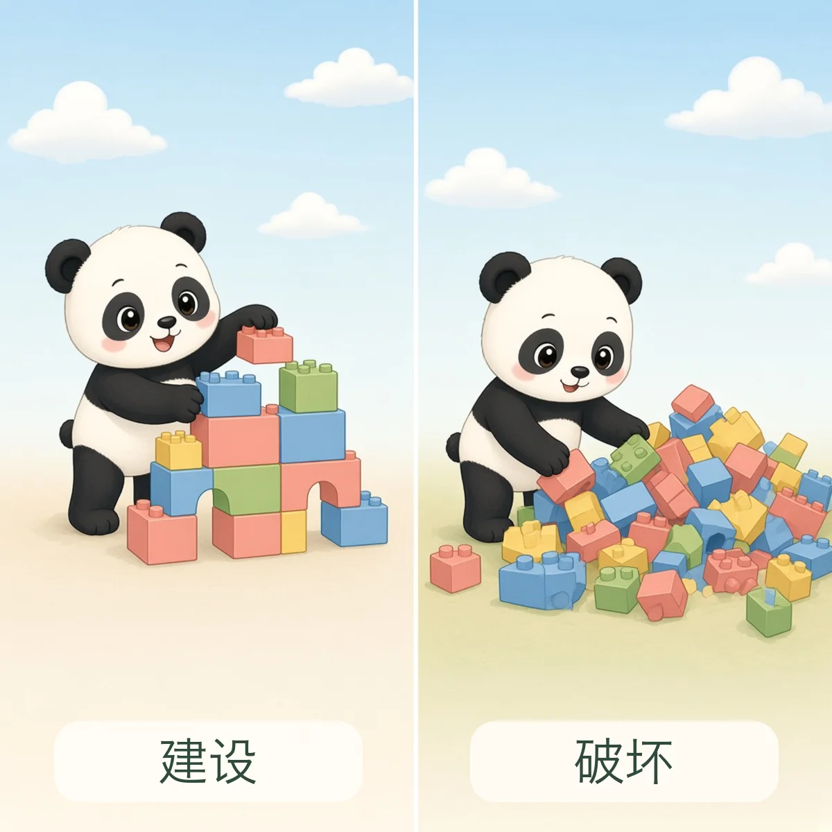 建设 build，破坏 destroy