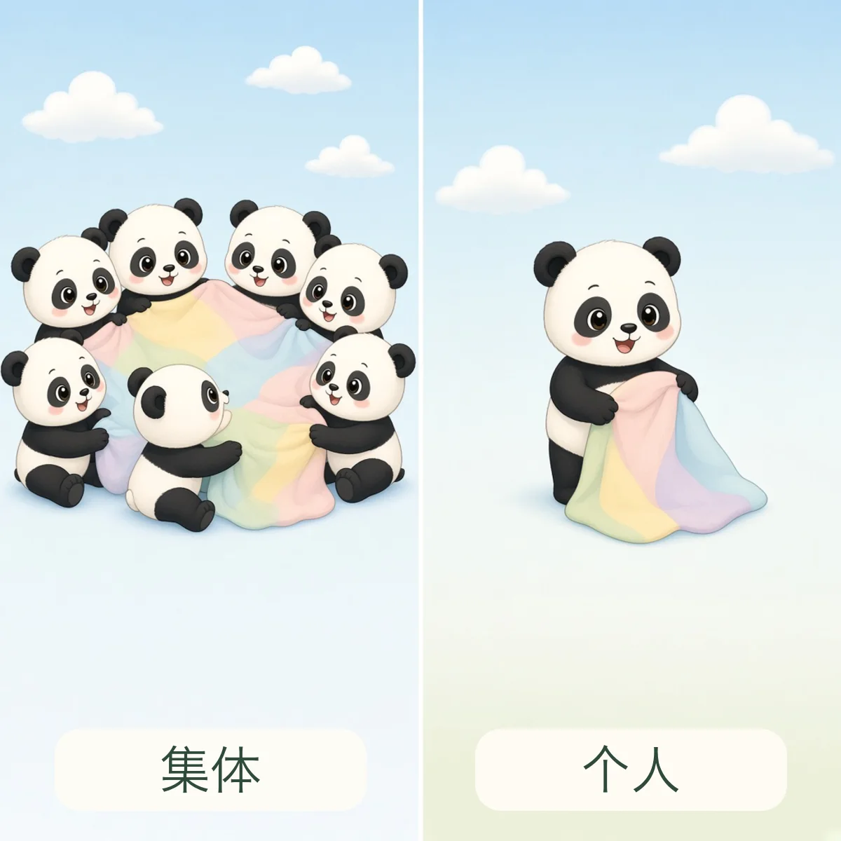 集体 collective，个人 individual