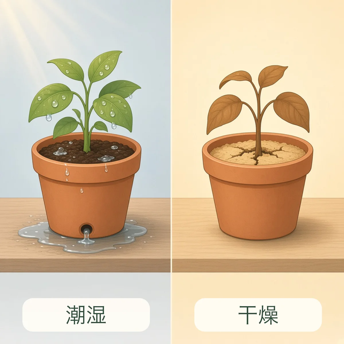潮湿 damp，干燥 dry