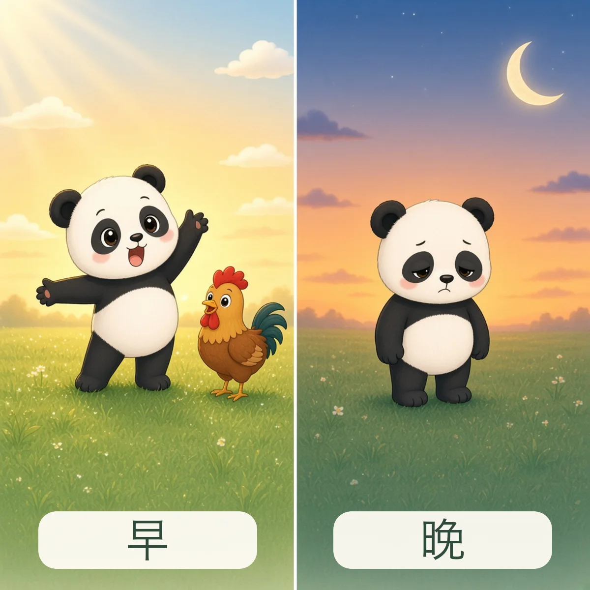 早 early，晚 late