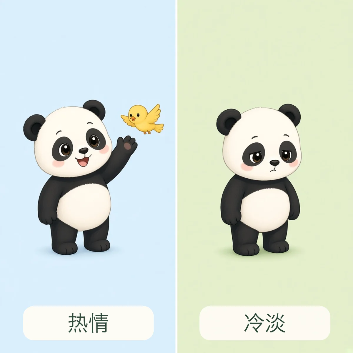 热情与冷淡反义词图解 - Enthusiastic and Cold Chinese Antonym illustration