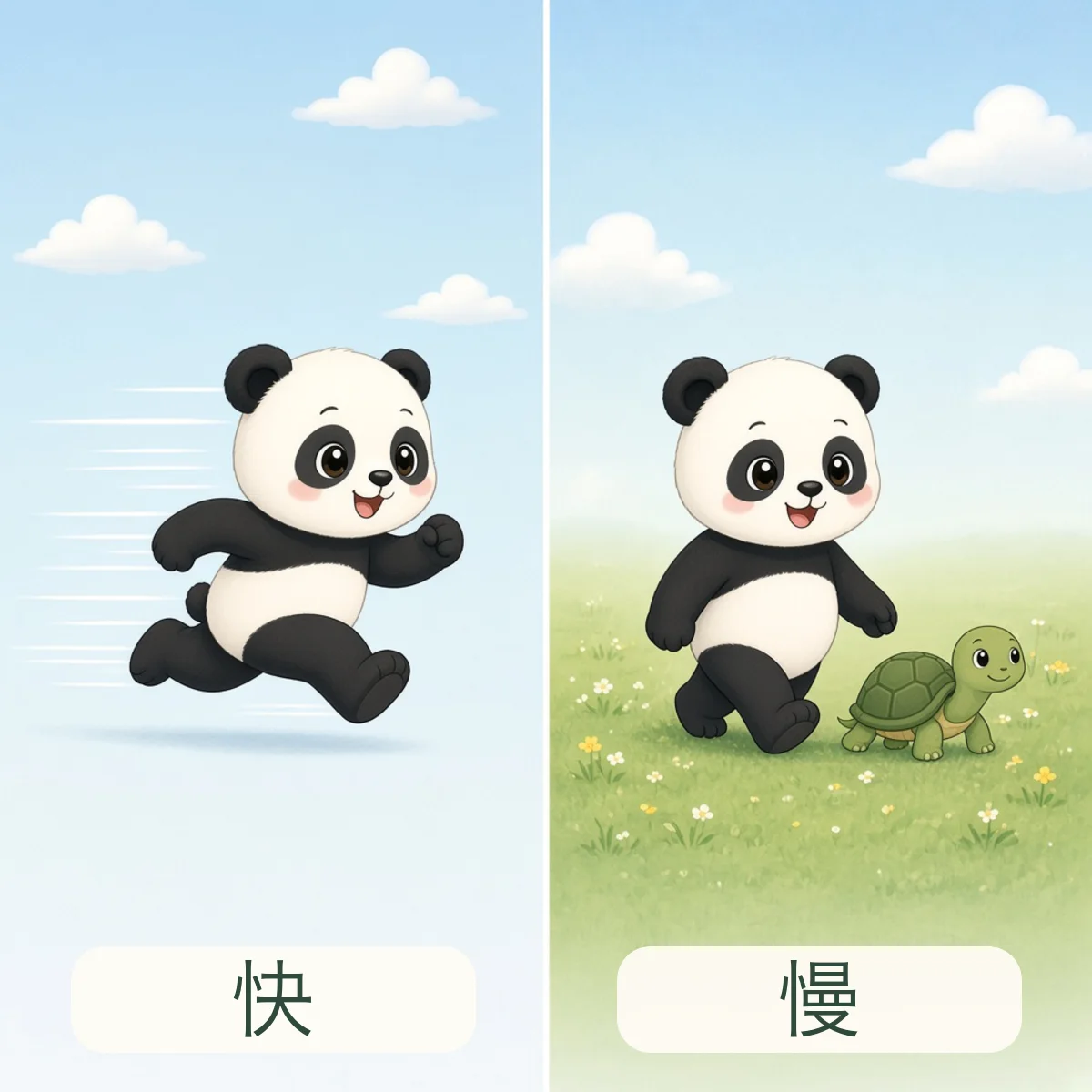 快 fast，慢 slow