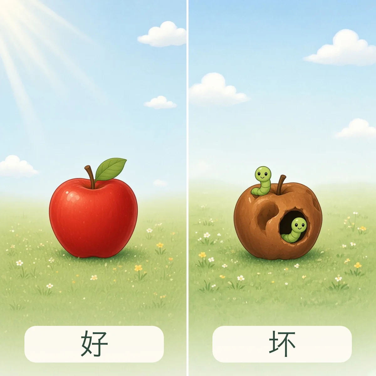 好 good，坏 bad
