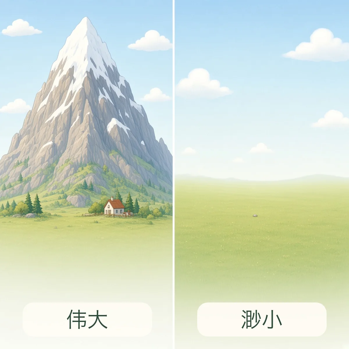 伟大 great，渺小 petty