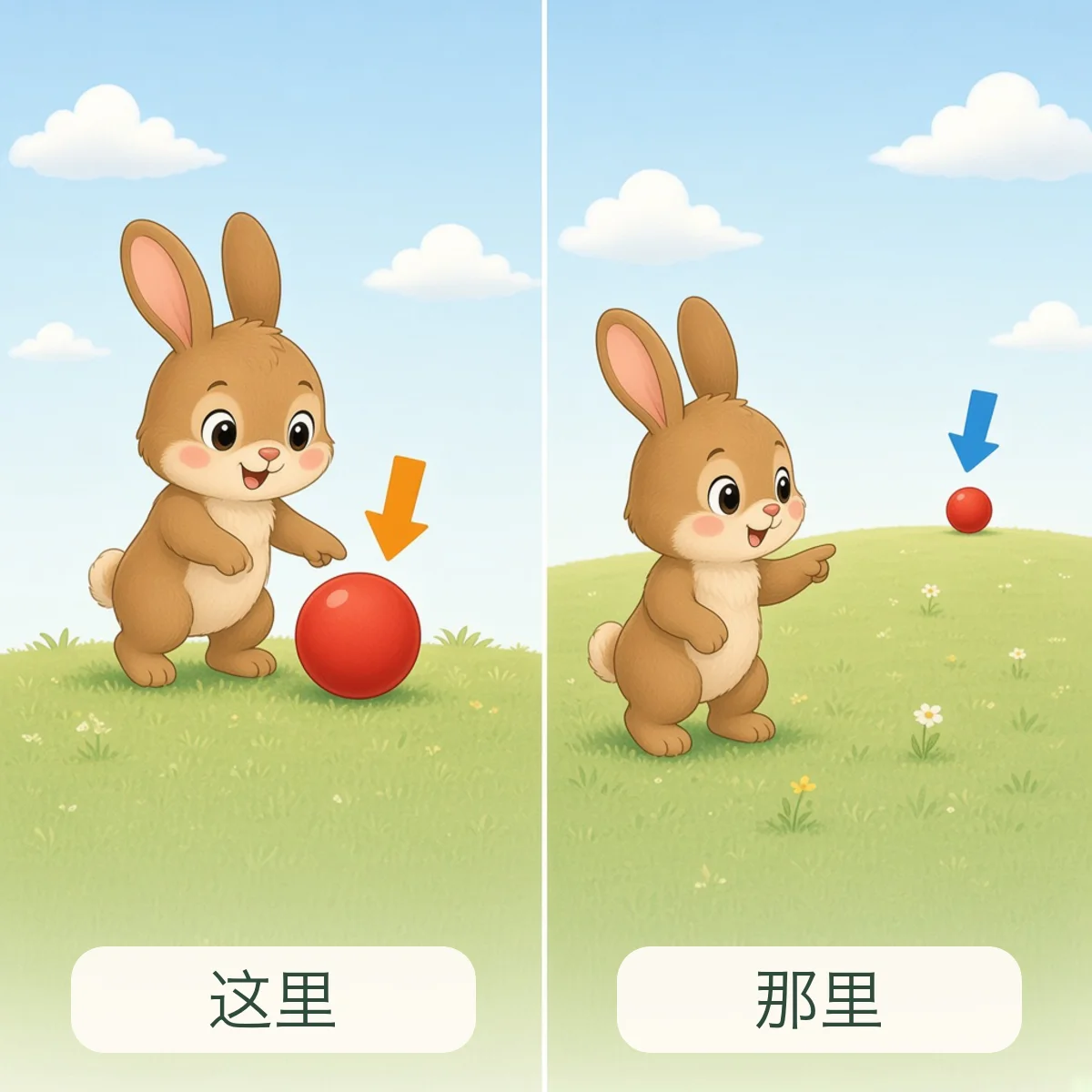这里 here，那里 there