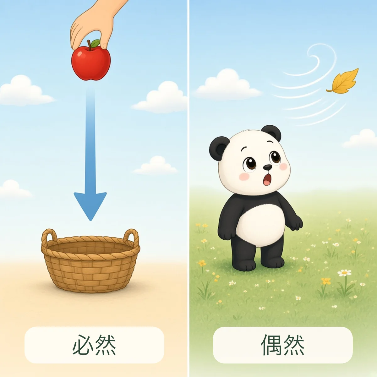 必然 inevitable，偶然 accidental