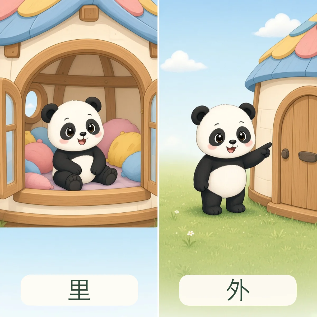 里 inside，外 outside