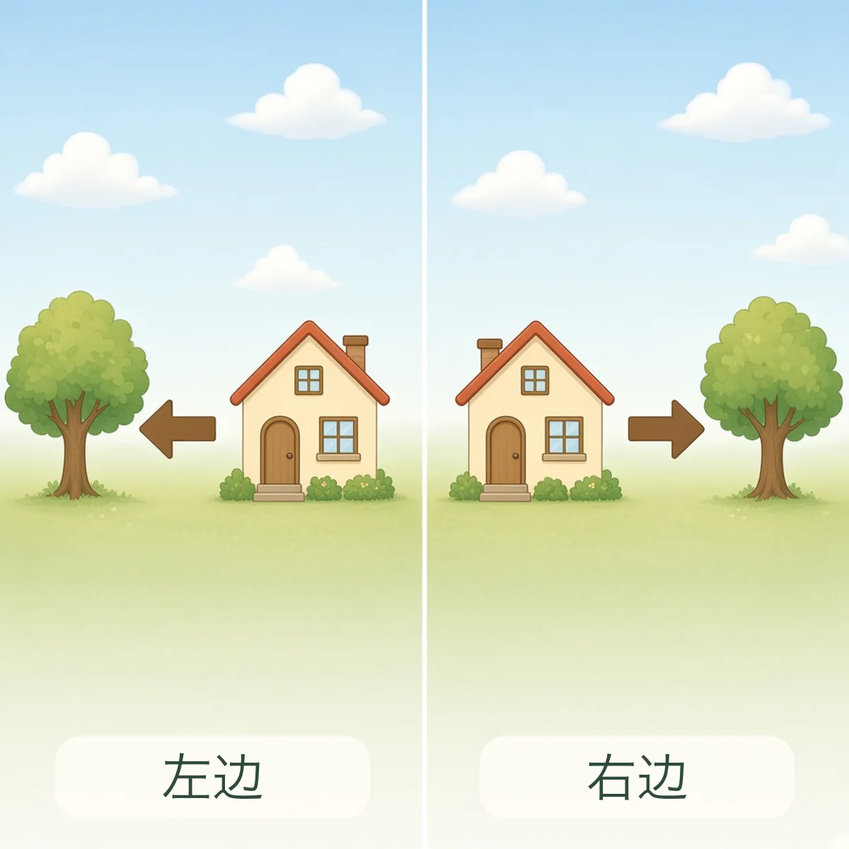 左边 left side，右边 right side