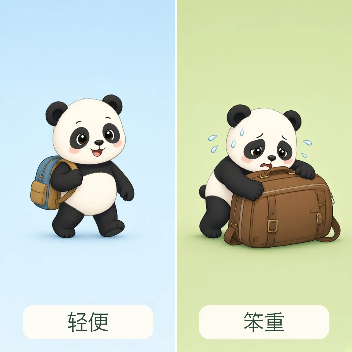 轻便 lightweight，笨重 bulky