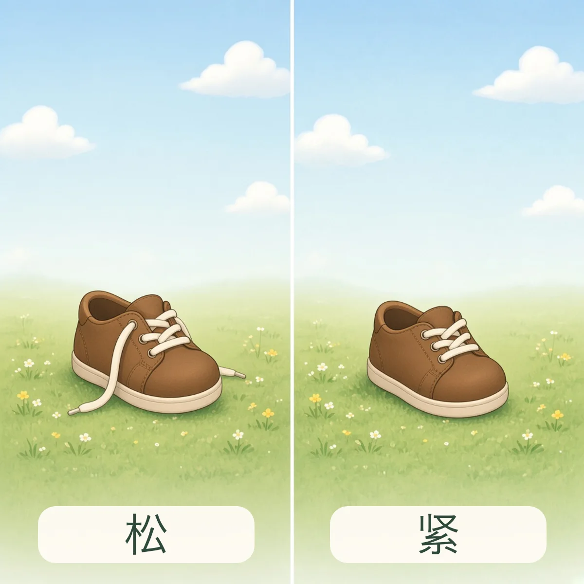 松 loose，紧 tight