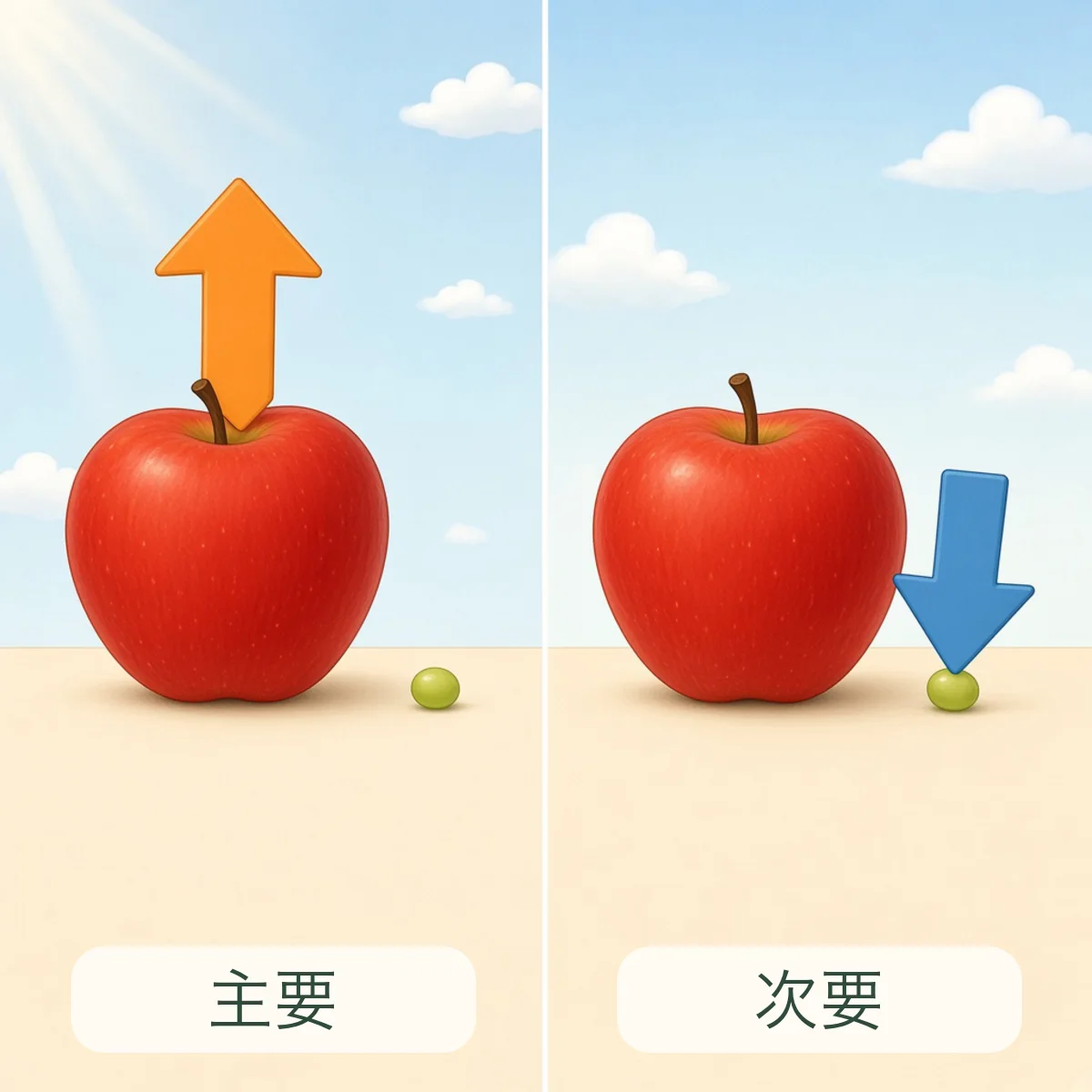 主要 main，次要 secondary