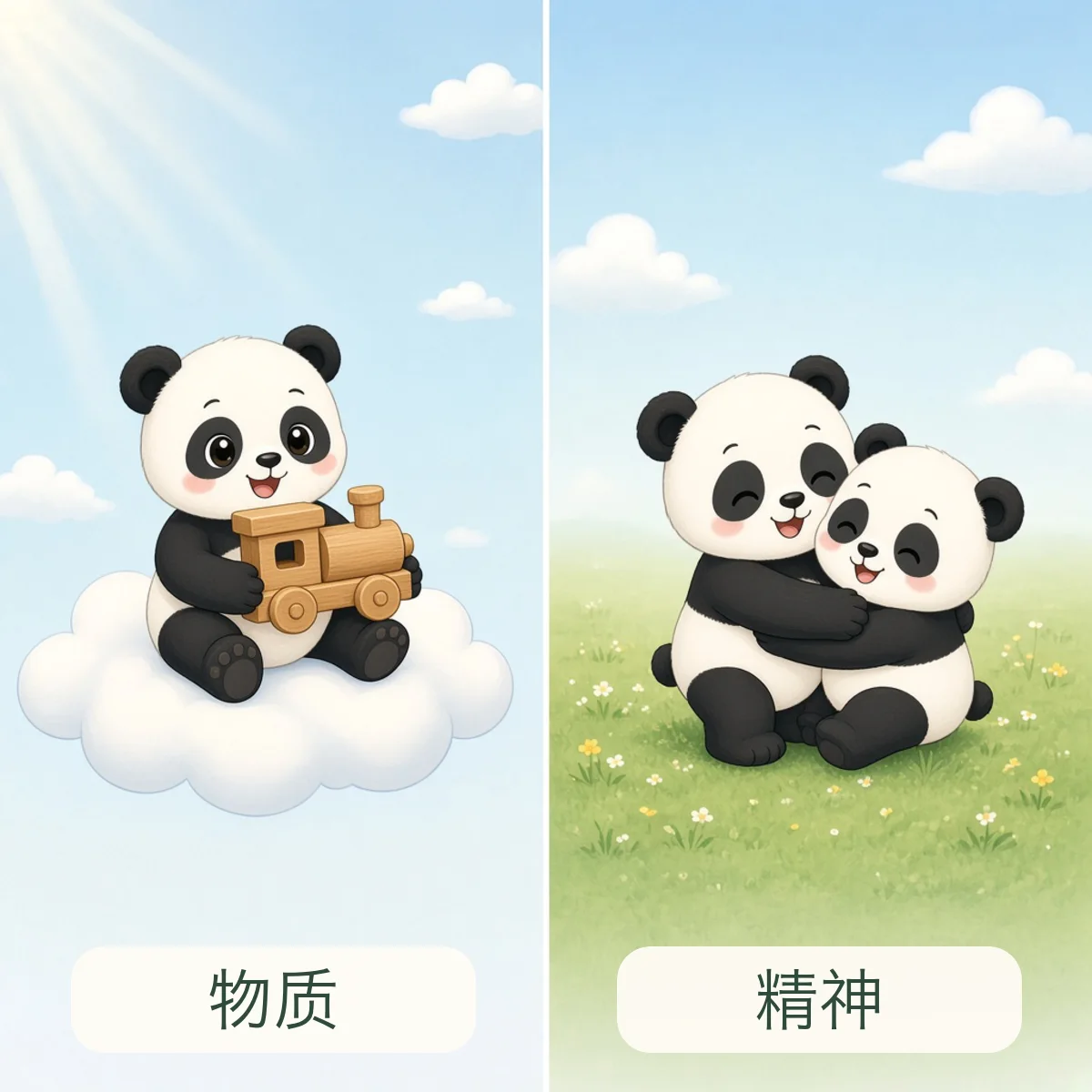 物质 material，精神 spiritual