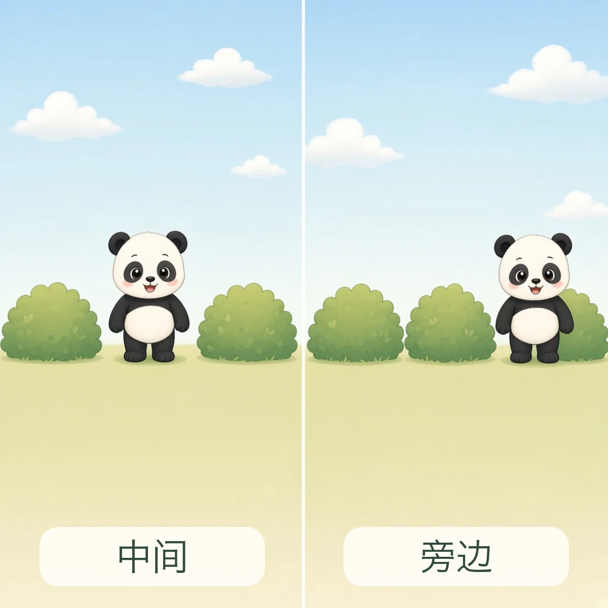 中间 middle，旁边 beside