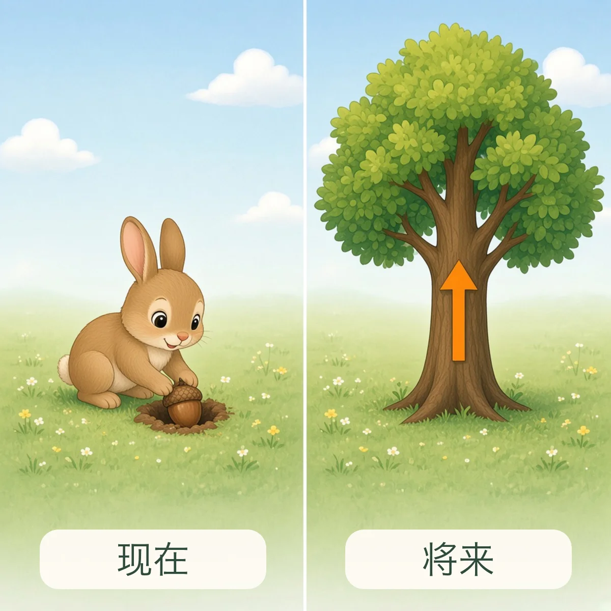 现在 now，将来 future