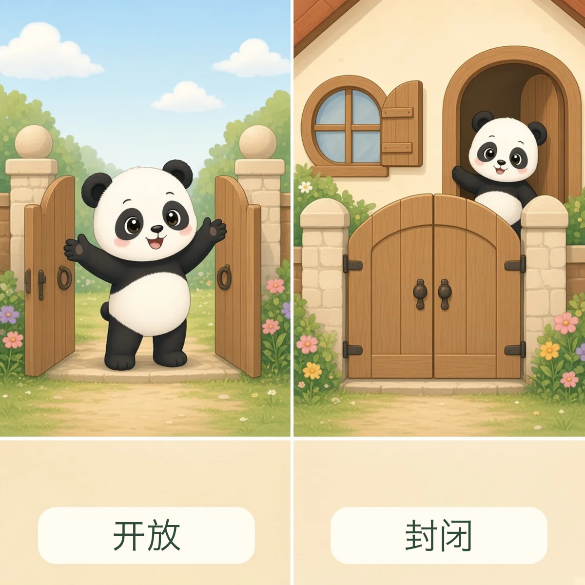 开放 open，封闭 closed