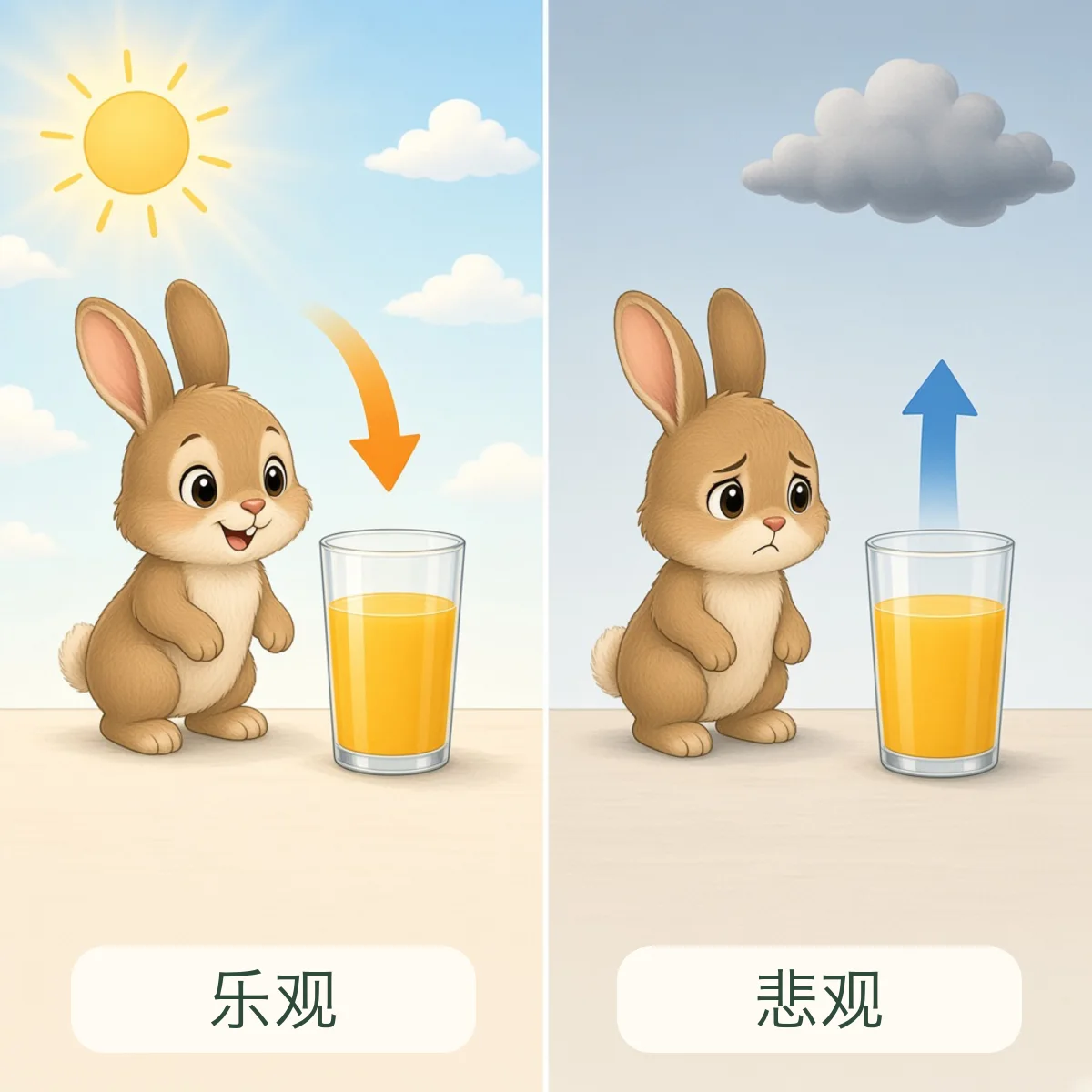 乐观 optimistic，悲观 pessimistic