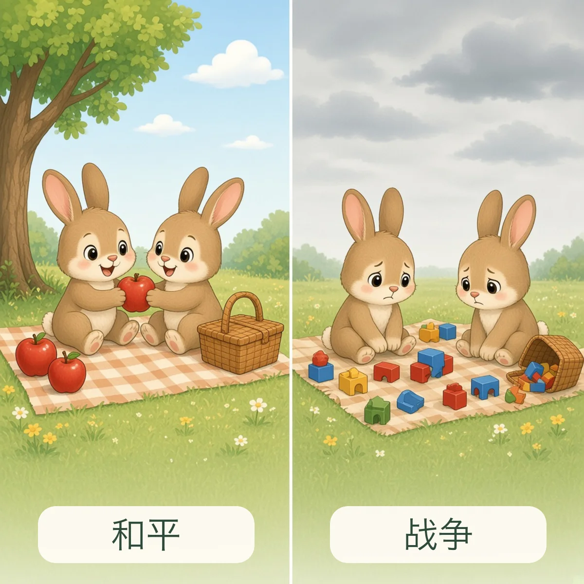 和平 peace，战争 war