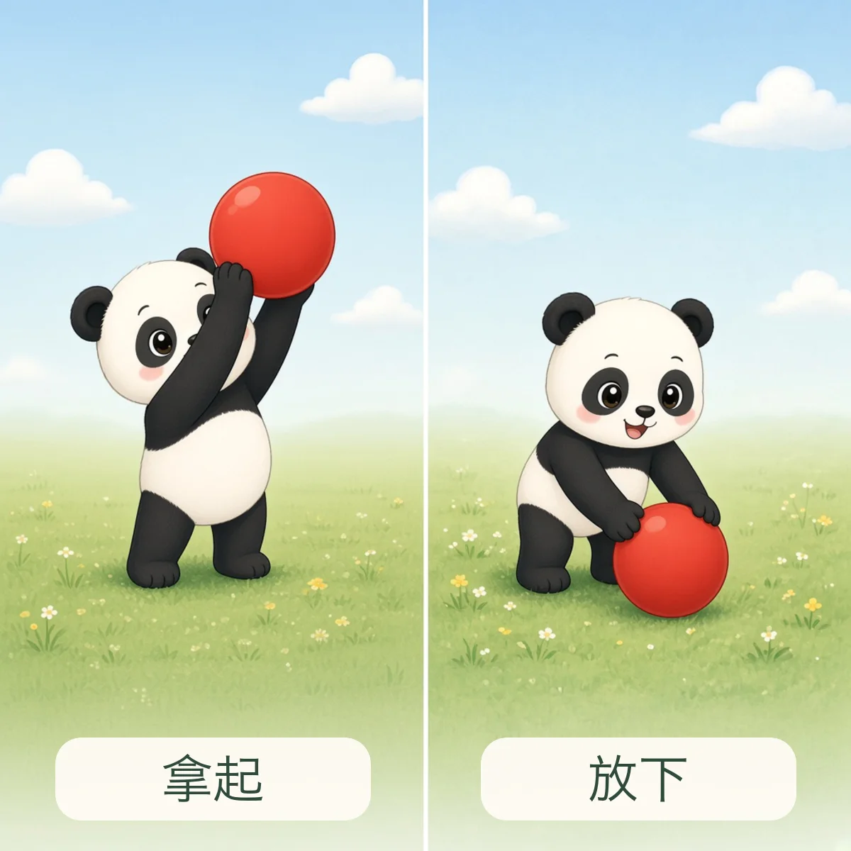 拿起 pick up，放下 put down