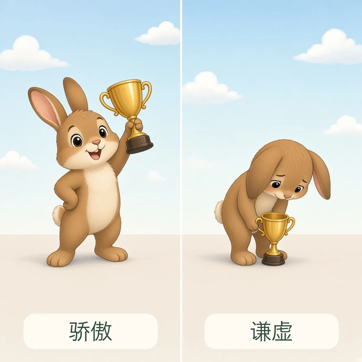 骄傲 proud，谦虚 humble