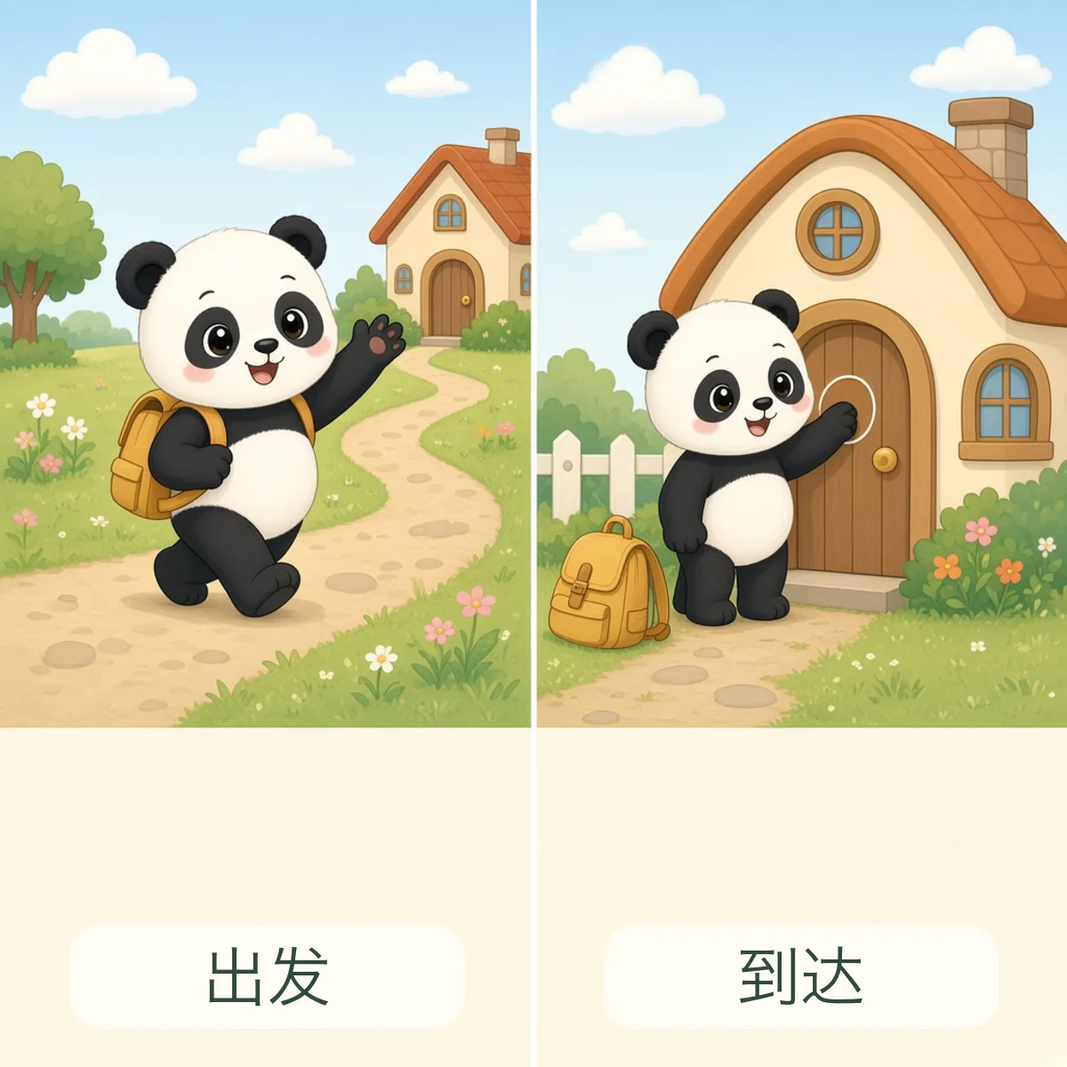 出发 set off，到达 arrive