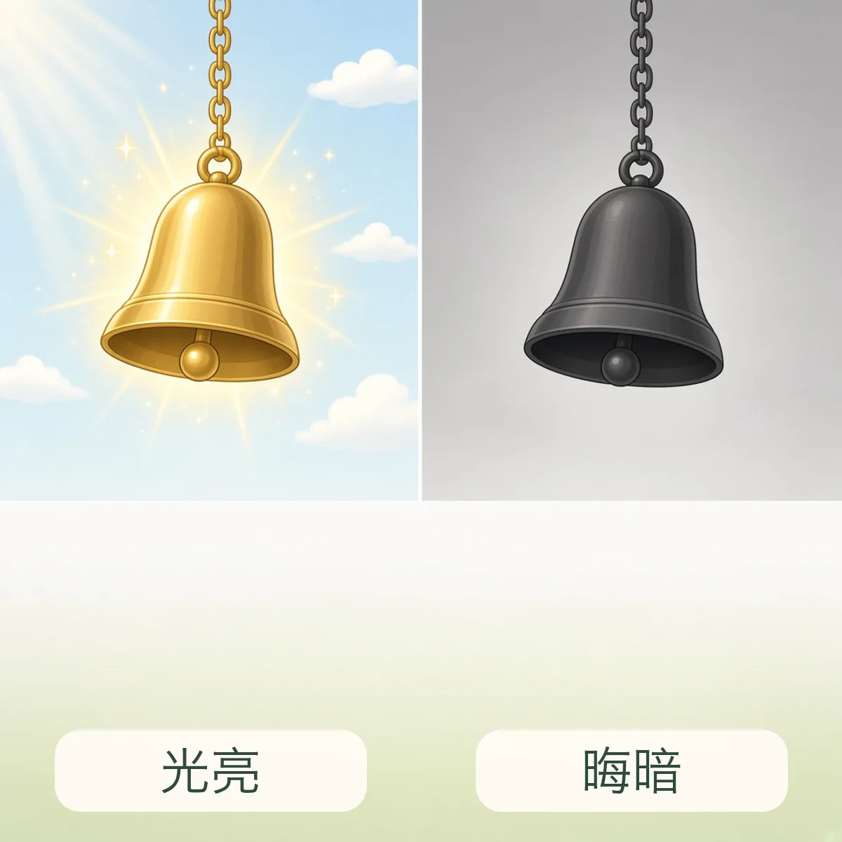 光亮 shiny，晦暗 darkened