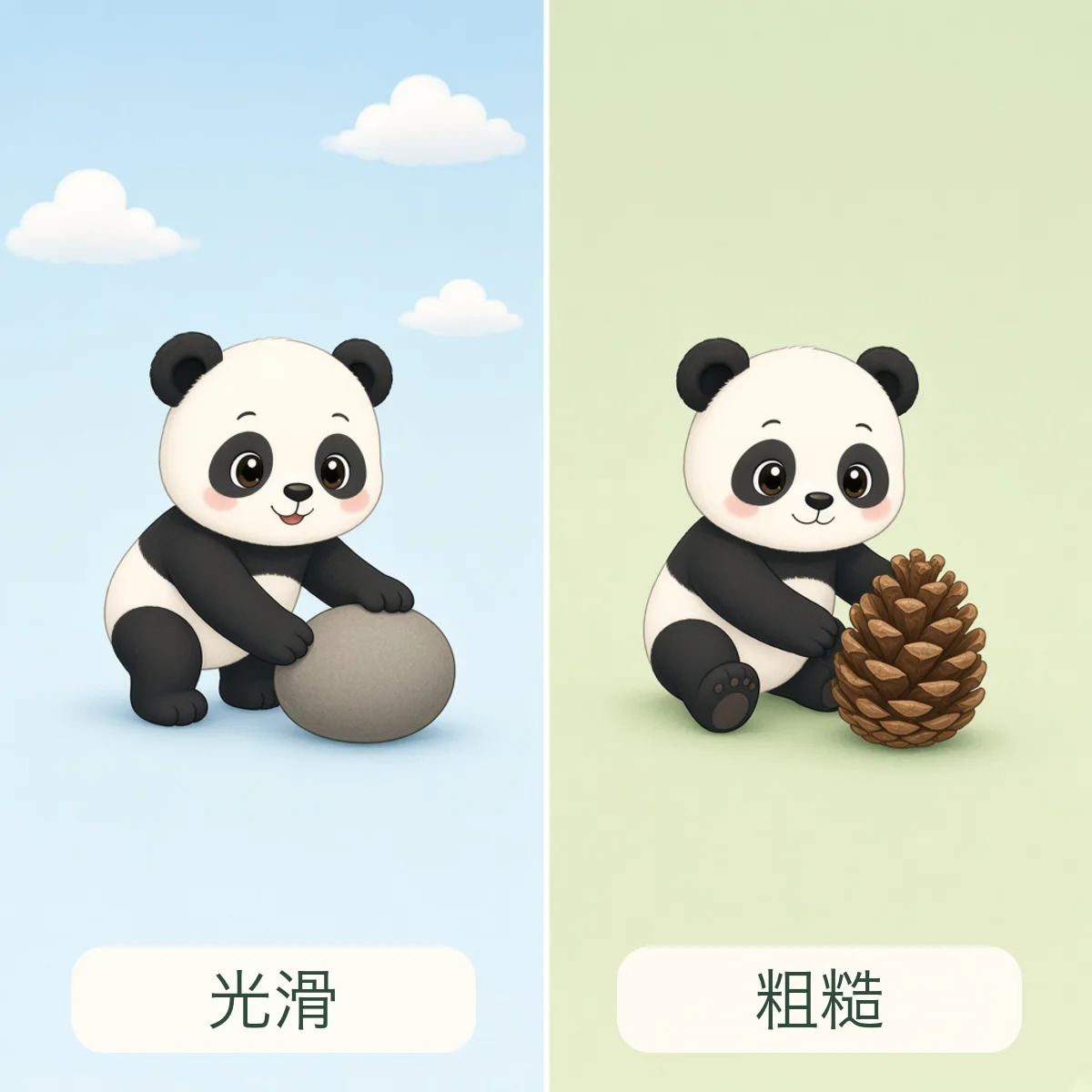 光滑 smooth，粗糙 rough