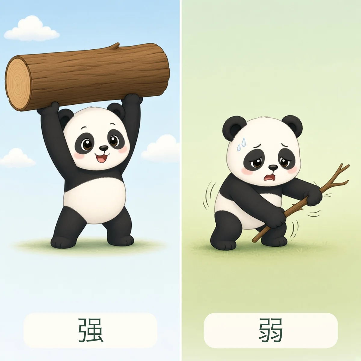 强 strong，弱 weak