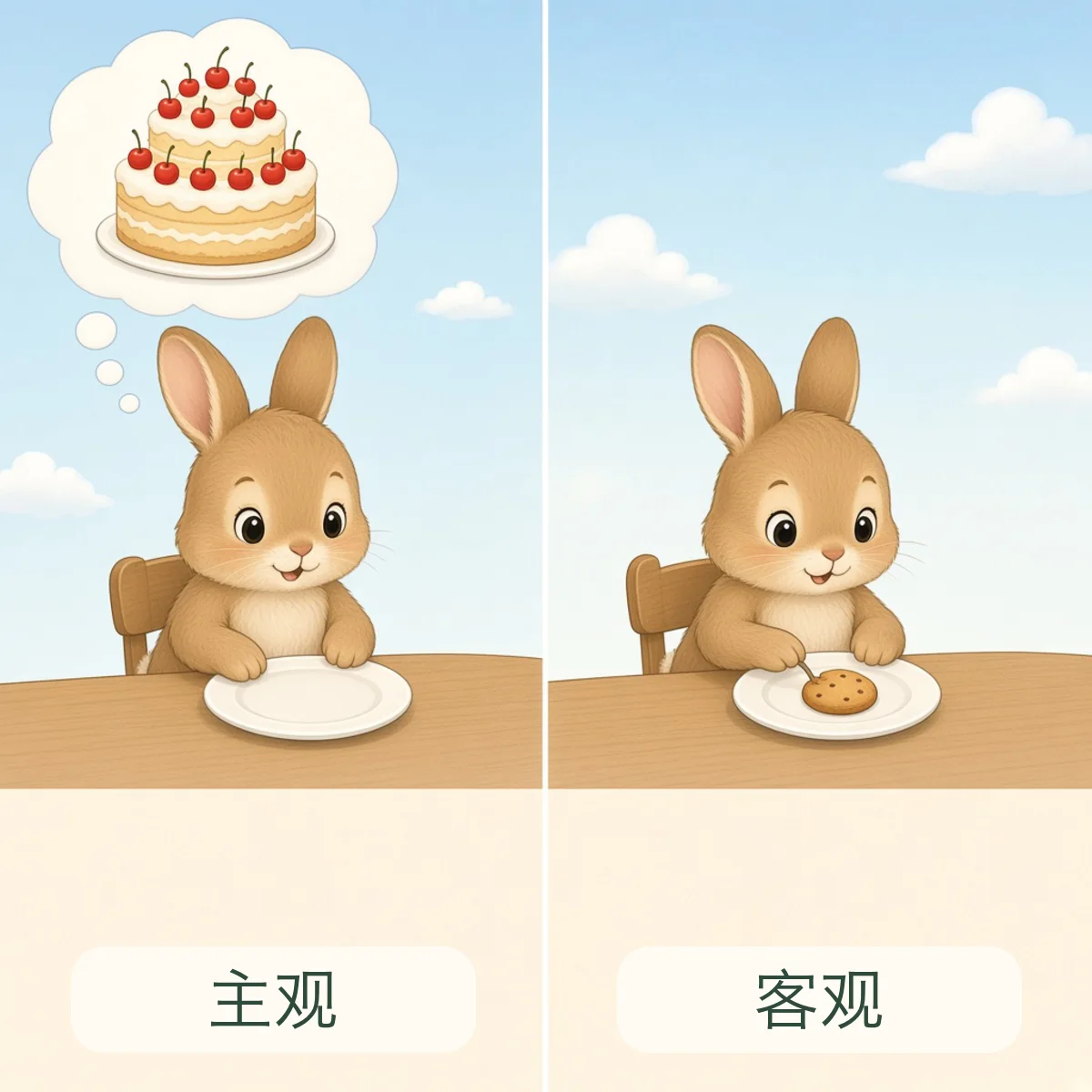 主观 subjective，客观 objective
