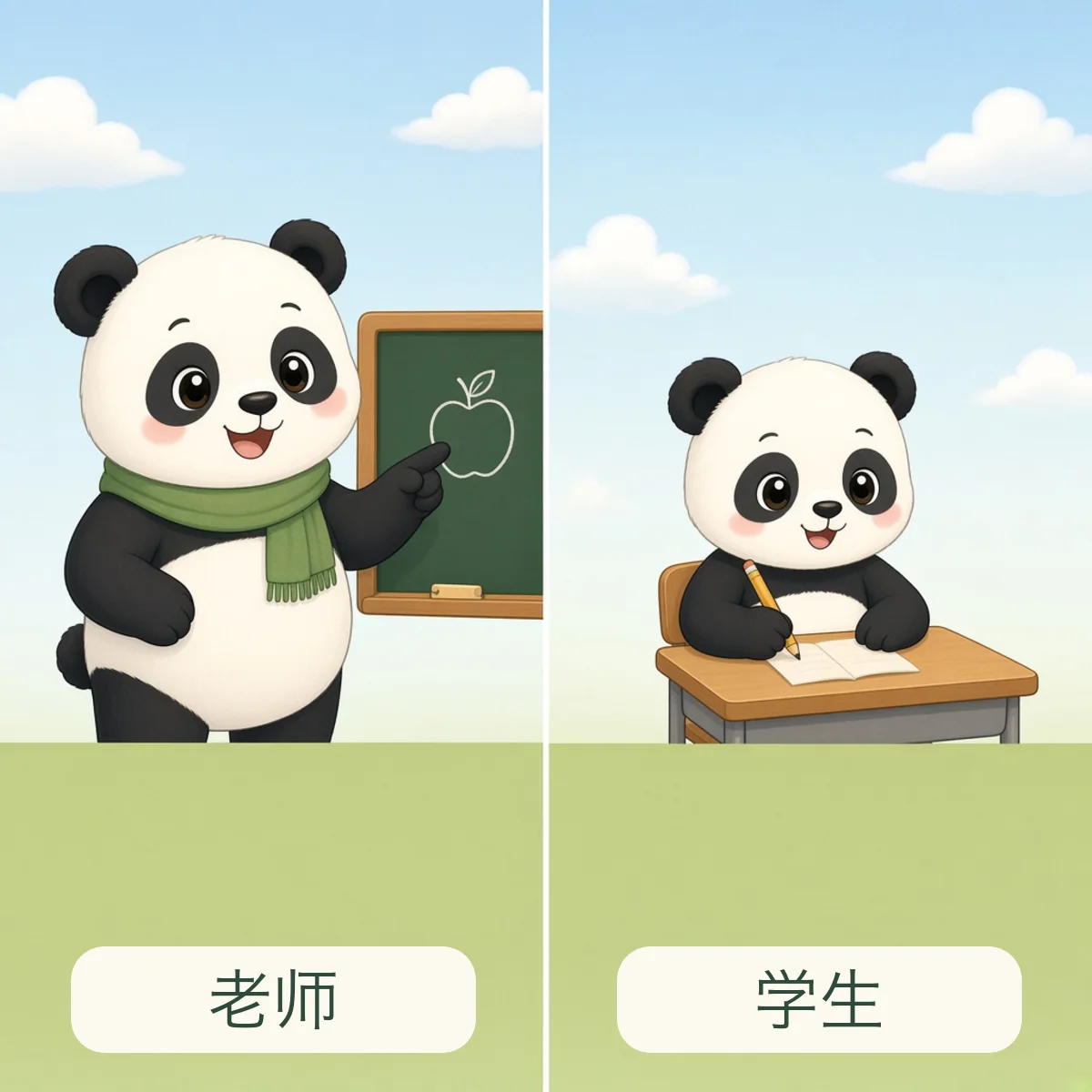 老师 teacher，学生 student