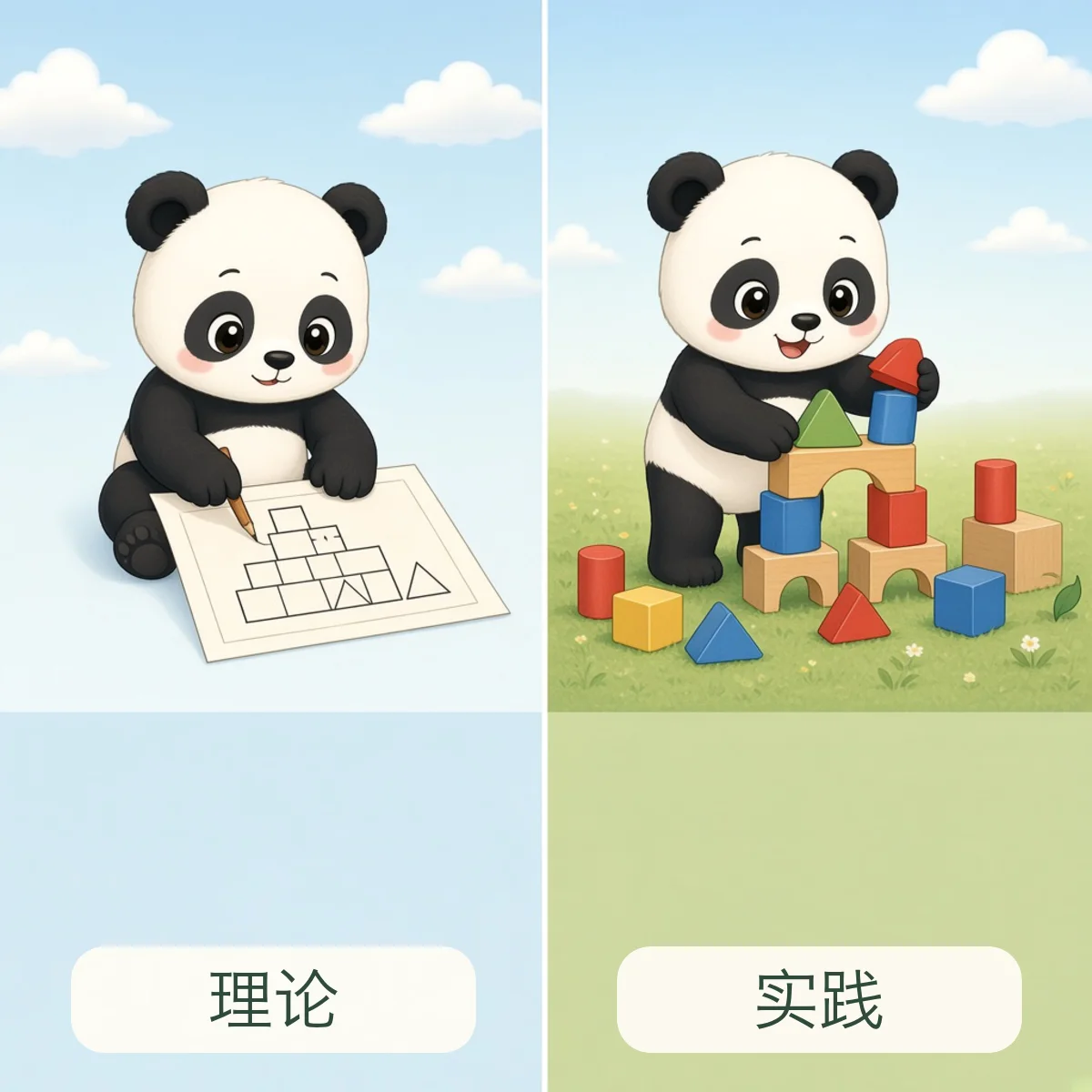 理论 theory，实践 practice
