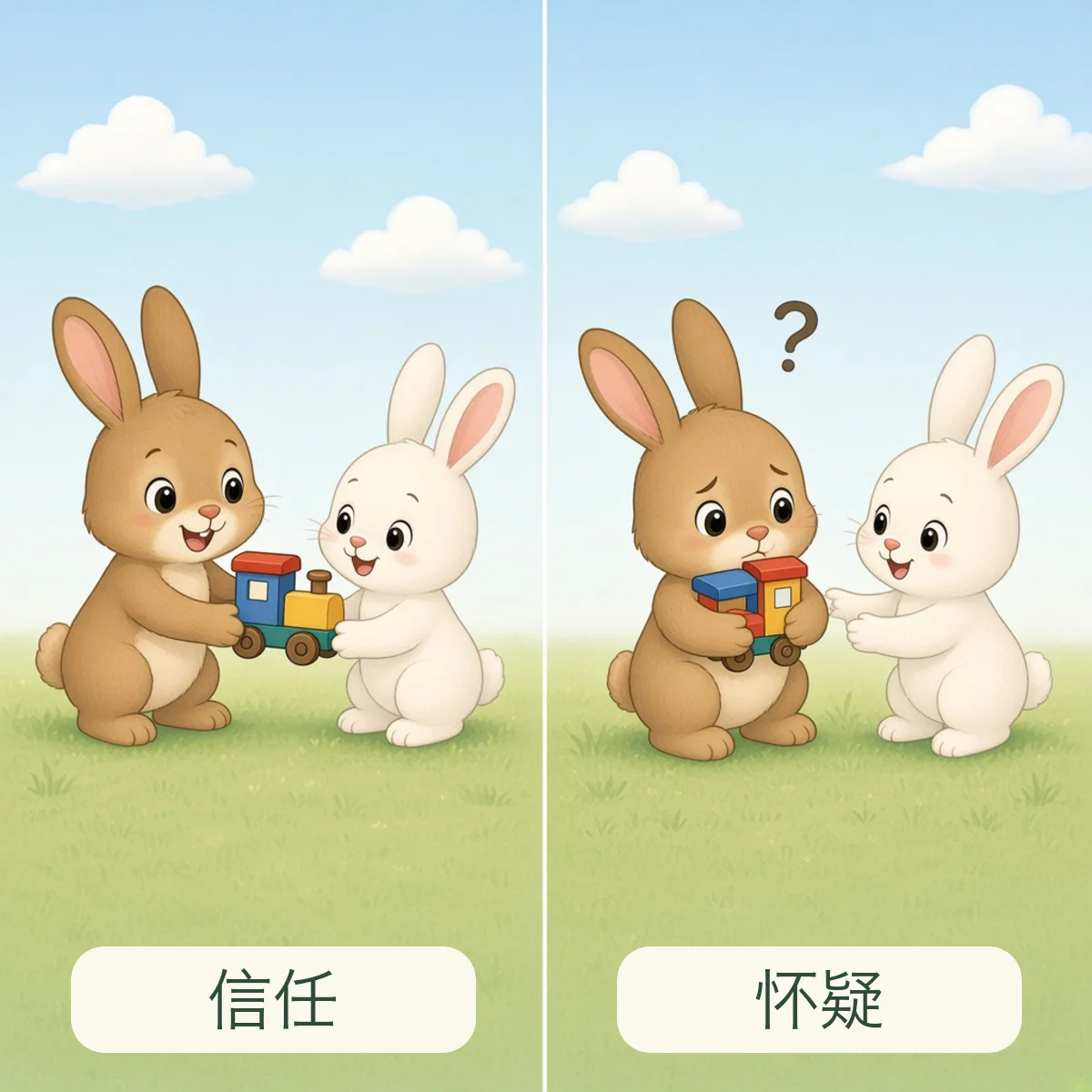 信任 trust，怀疑 doubt
