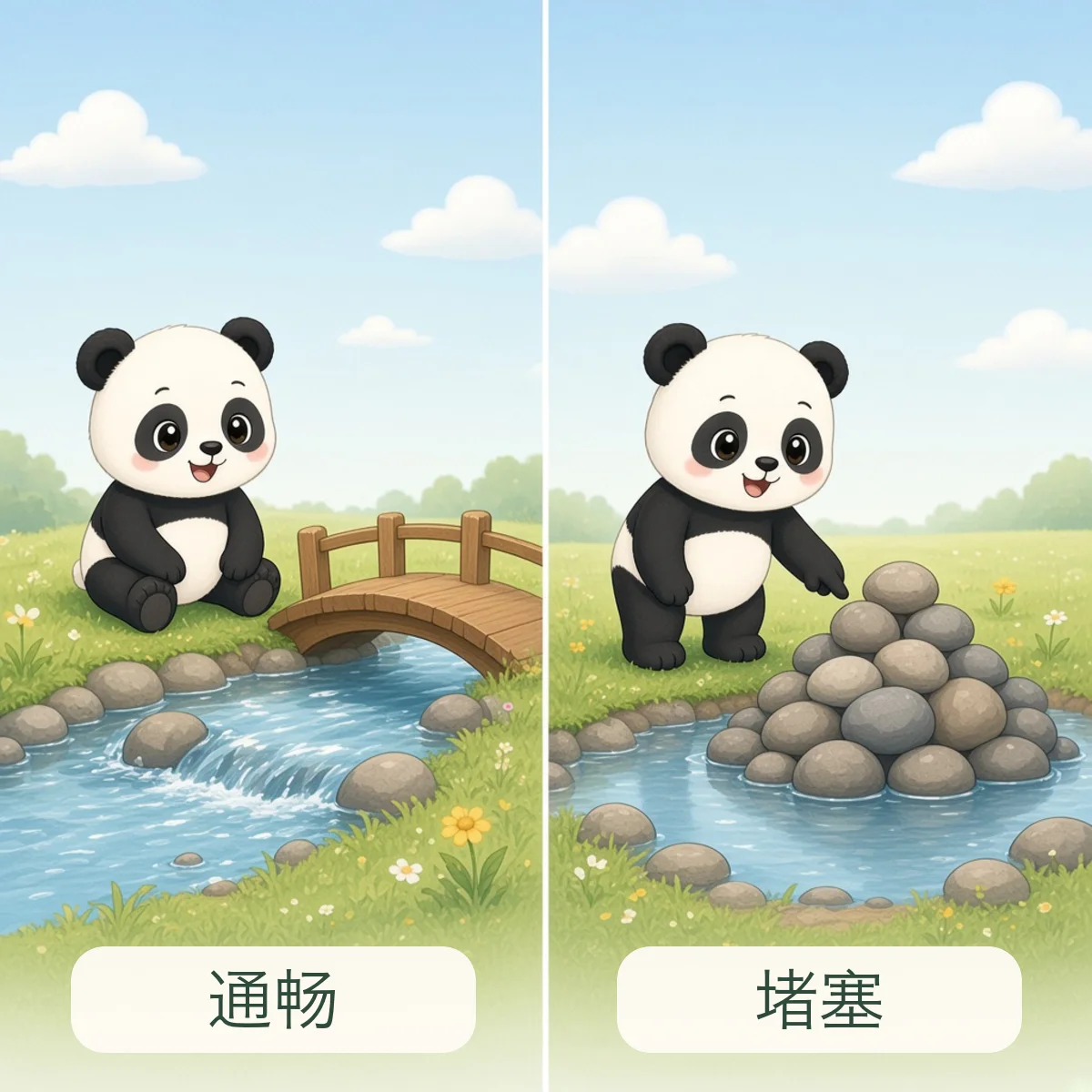 通畅 unblocked，堵塞 blocked