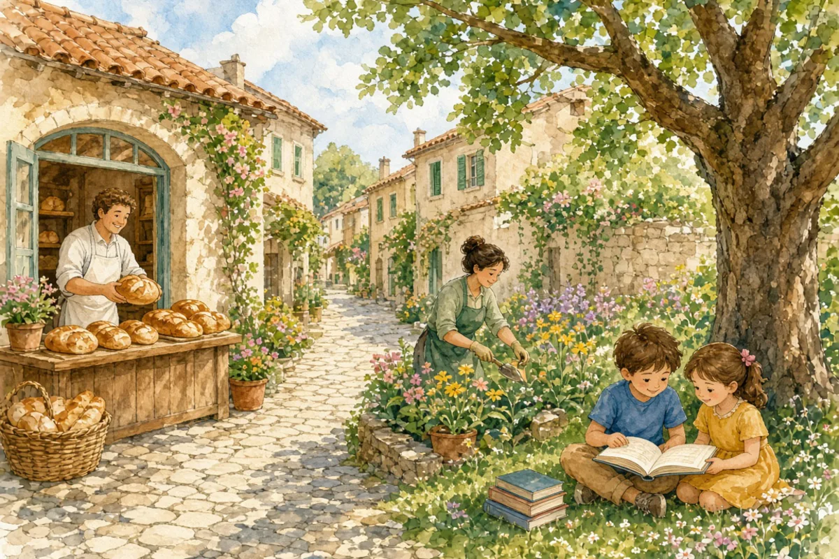插画：安居乐业，安定地生活，愉快地劳动