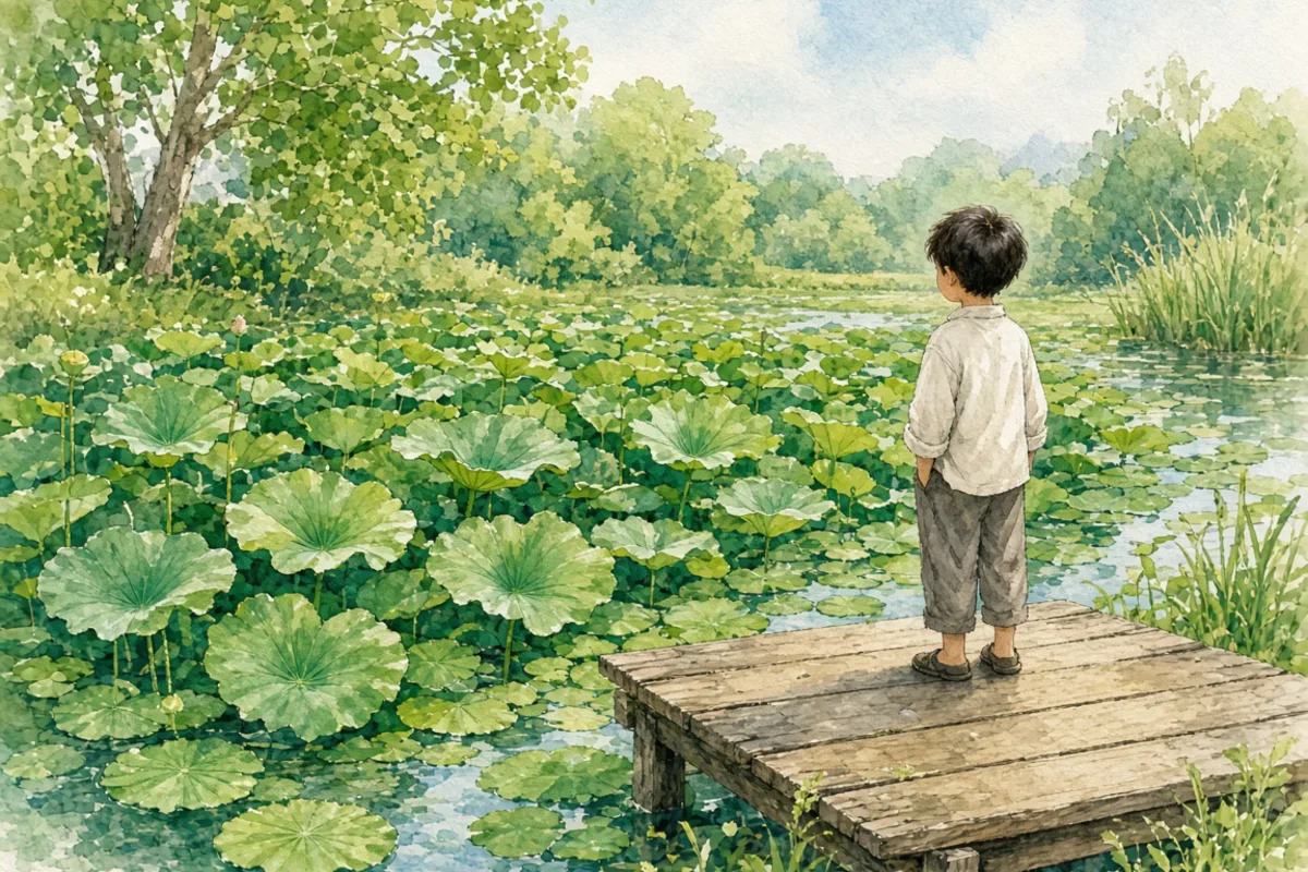 插画：碧绿碧绿，形容颜色非常绿