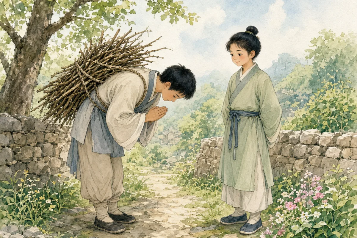 插画：负荆请罪，表示向人认错赔罪