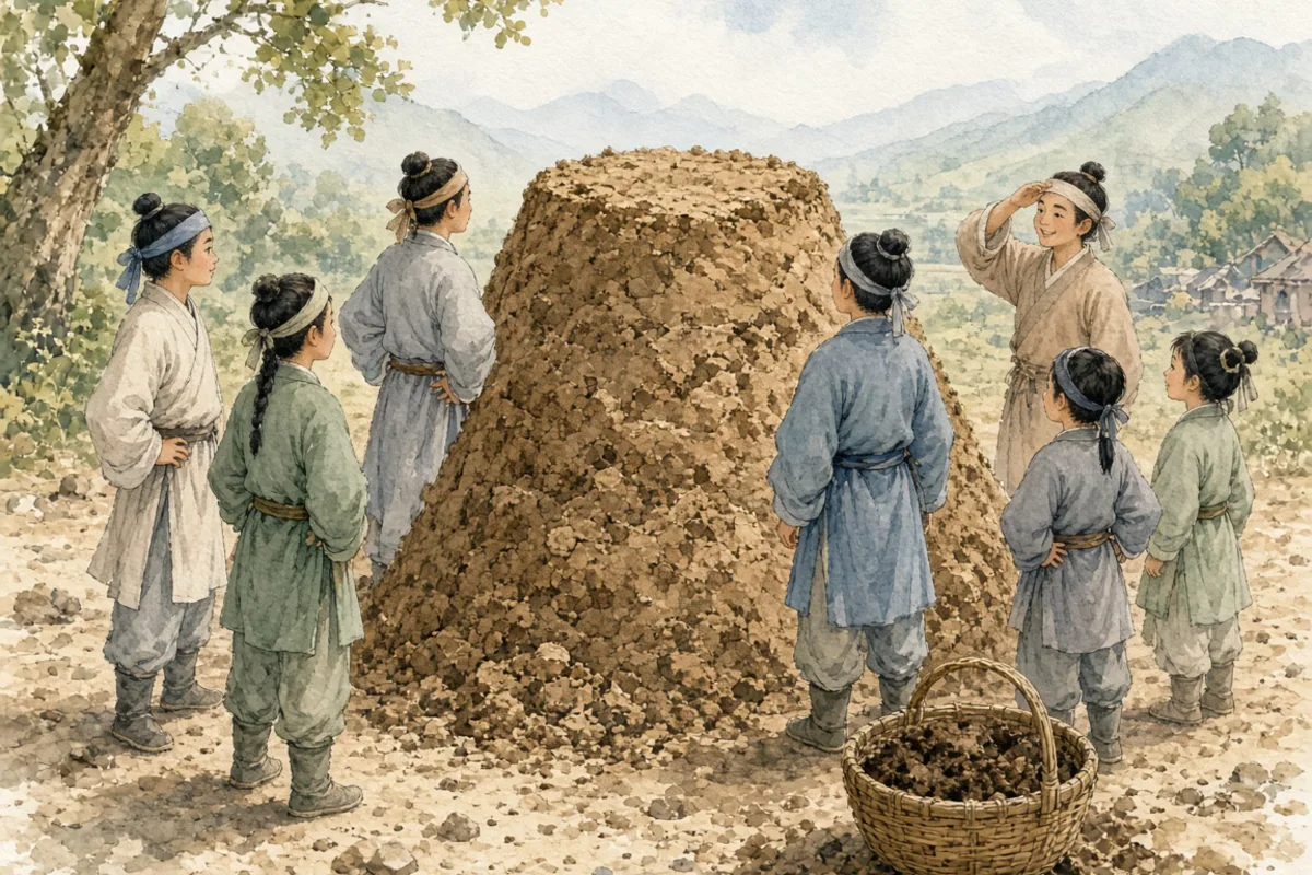 插画：功亏一篑，比喻事情快要成功时停下来，结果没有做成