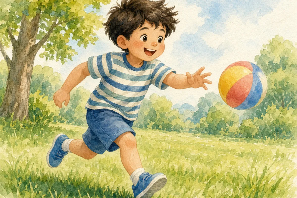 插画：虎头虎脑，形容小孩壮实、憨厚的样子