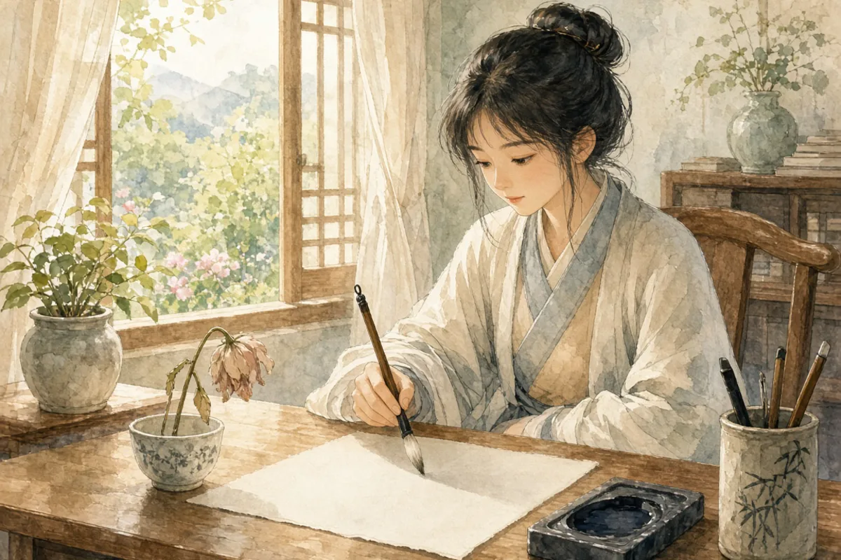插画：江郎才尽，比喻才思减退，写不出好作品了