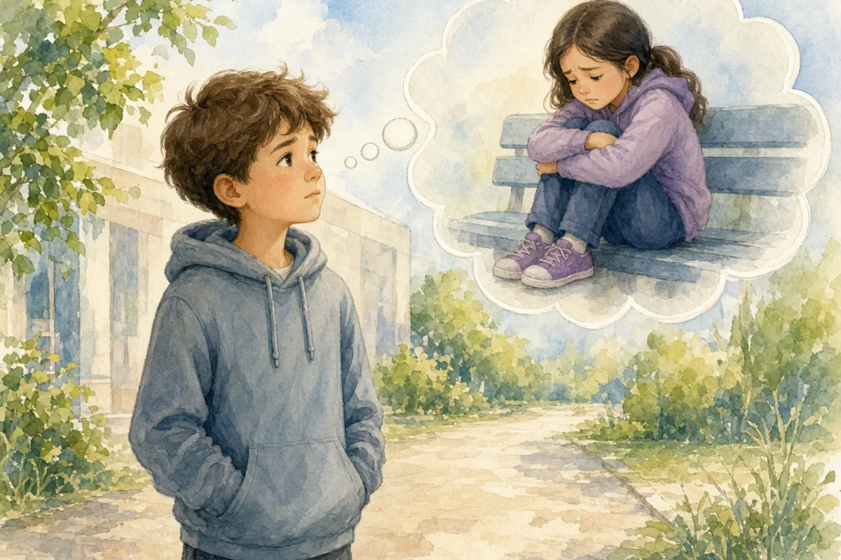 插画：将心比心，拿自己的心去比照别人的心，指遇事设身处地替别人着想