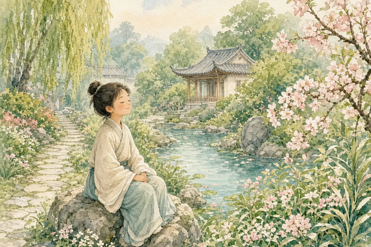 插画：乐不思蜀，比喻在新环境里玩得高兴，忘了原来的地方或该做的事