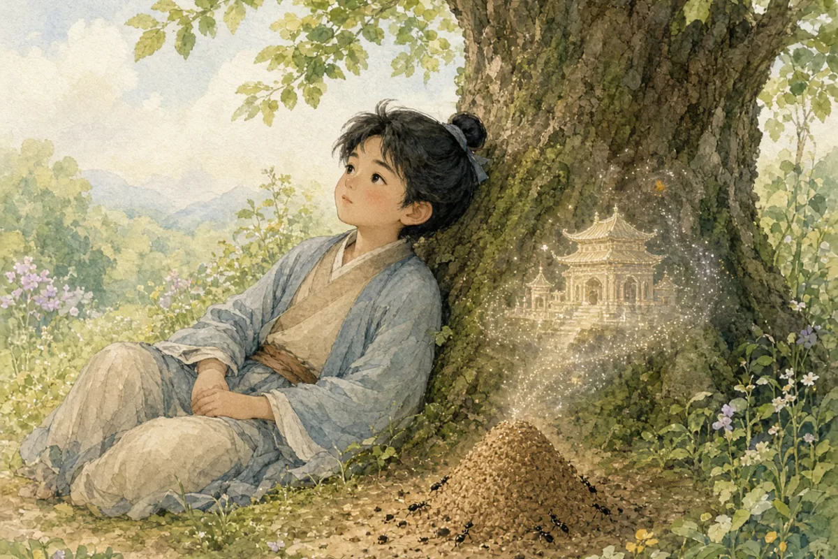 插画：南柯一梦，比喻一场空欢喜，像做了一场梦