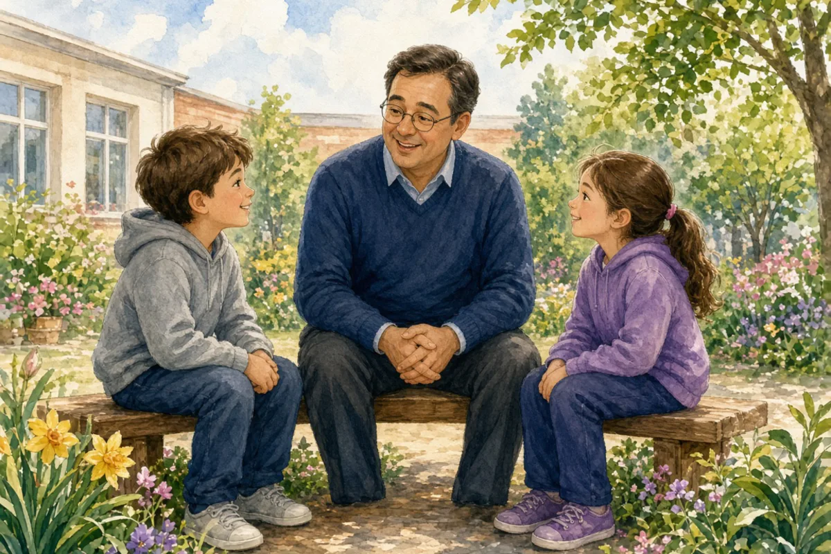 插画：平易近人，形容态度谦逊和蔼，使人容易接近