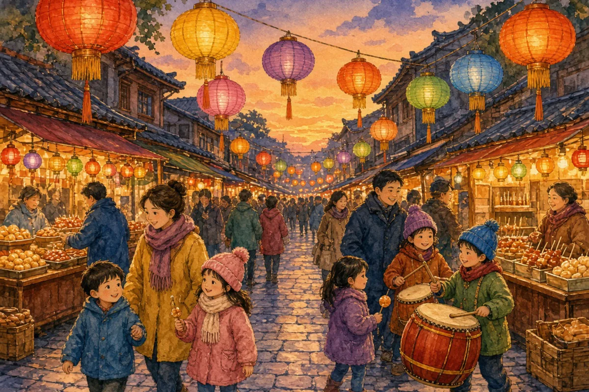 插画：热热闹闹，场面热闹，很有气氛