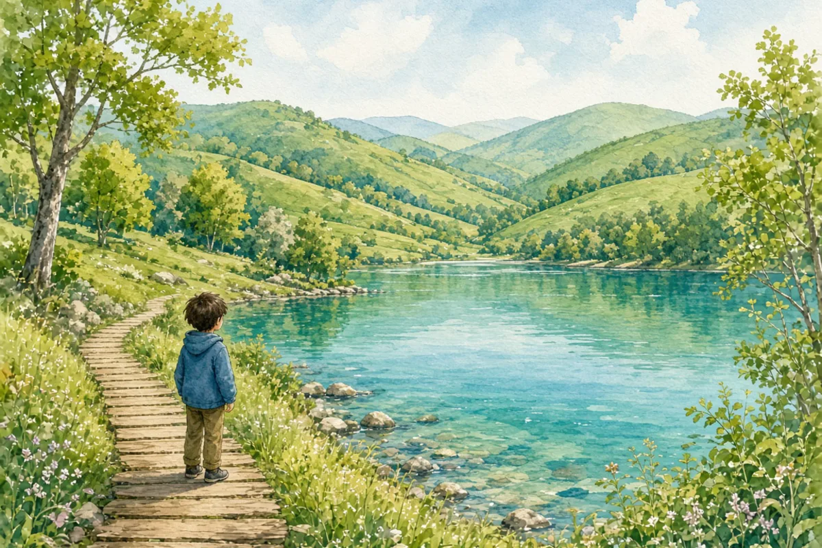 插画：山清水秀，形容风景优美