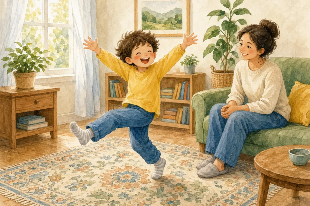 插画：手舞足蹈，形容高兴到了极点