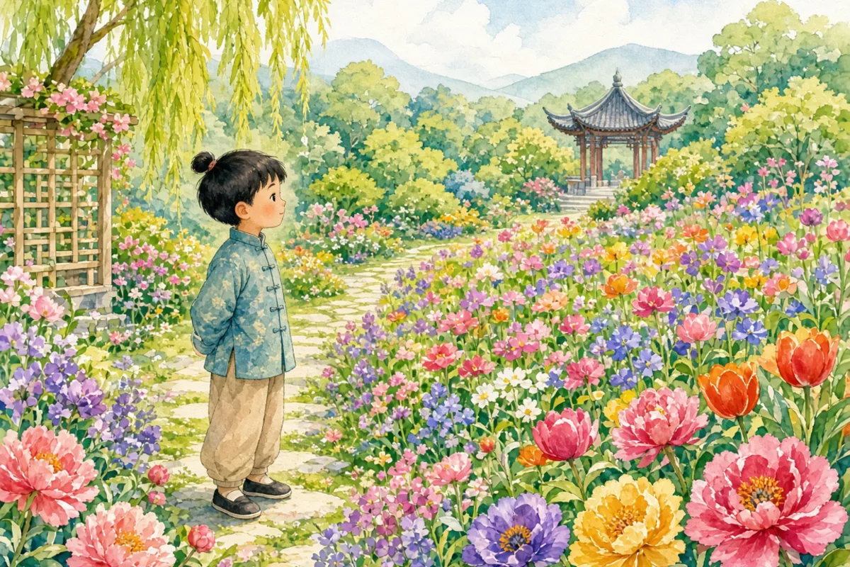 插画：五颜六色，形容颜色很多，非常鲜艳
